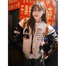 翻领刺绣棒球服外套春季新款复古情侣立领夹克潮J1218，男装夹克，星座1116A（原606A-3）