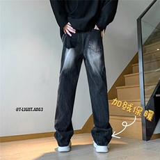美式ins高街hiphop重工艺水洗工装加绒加厚牛仔裤货号加绒K691，男装牛仔裤，电商A063
