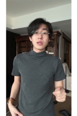 XZ10-1005-1-TTH00319-P38交叉连身领正肩短袖和弦针织修身T恤，男装T恤，星座1005-1