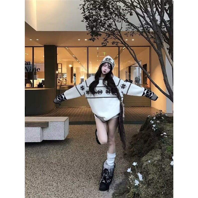 2025美式古着毛衣女防风套头休闲撞色韩版百搭保暖针织衫外套潮,男装针织衫/毛衣,星座715-4