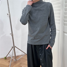领子交叉休闲宽松百搭长袖T恤衫D328-CX6605-P48，男装T恤，电商D328