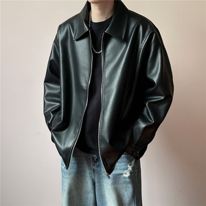 现货主推高质量皮衣外套男宽松皮夹克机车服 A026 P95 加绒P105图片