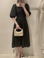 收腰连衣裙，女装连衣裙，驿谷