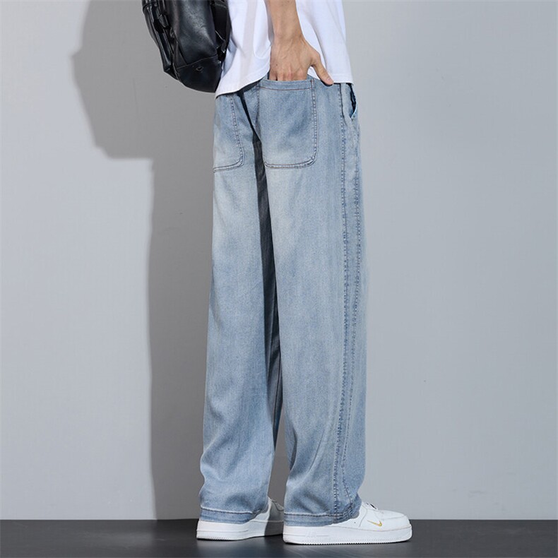 莱赛尔天丝牛仔裤男2025新款夏季薄款宽松透气阔腿裤子K2539-P50,男装牛仔裤,星座610（原A335）