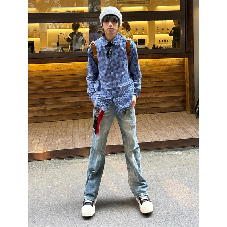 1506/QTG560/P52春秋痞帅潮牌港风日系原宿风韩版潮流宽松牛仔裤,男装牛仔裤,星座1506