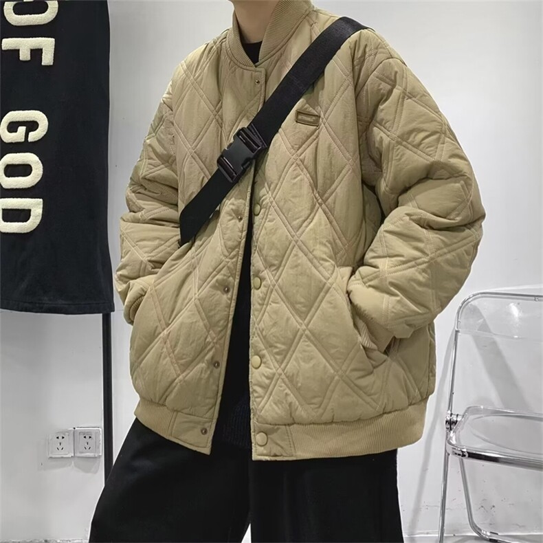 BOYUE帛跃冬季cityboy绣标菱形格棉服青少年男潮棒球棉衣m75p68图片