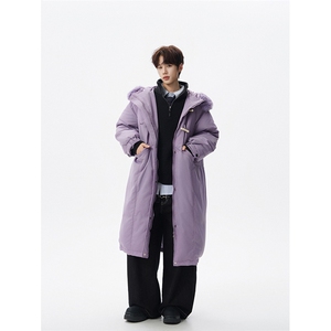 8XL-M 90白鸭绒大毛领羽绒服男中长款过膝设计感牛角扣YRFC05P398图片