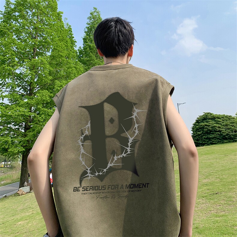 量大优可提供视频2024夏季美式麂皮绒背心D223A-BP2416-P18,男装背心/马甲,电商019-1