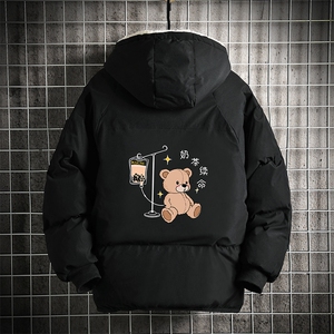 MY16194-P100 加厚加绒连帽衣男大码服男面包服男 网格挂拍图片