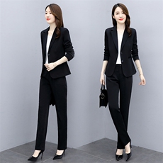 小西服套装女2025春季新款干练气质高级感垂感西装阔腿长裤两件套，女装套装/套裙，韩然一族