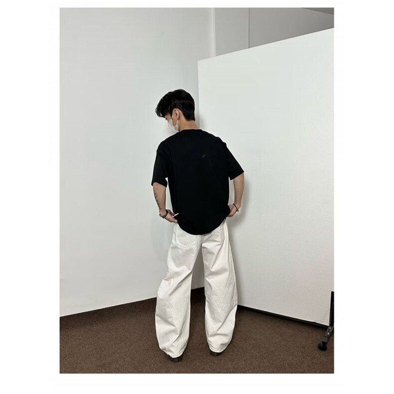 文艺拼接打褶可调节扣弯刀牛仔裤新款ins百搭慵懒日系潮流NZA1329,男装牛仔裤,星座516A