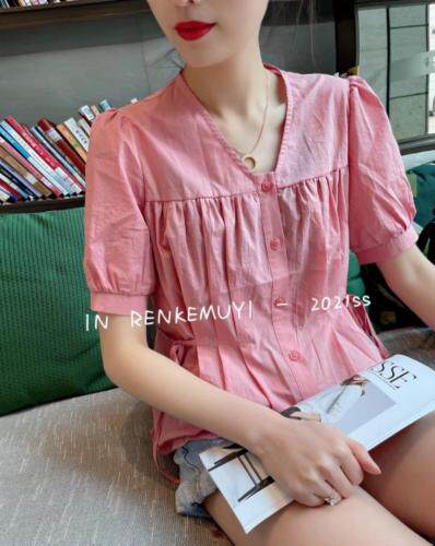 现货夏季抽绳小衫爆，女装，人可·木易