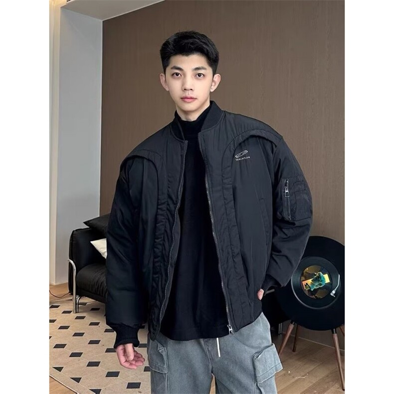 【网图现货】灰色飞行夹克刺绣款加厚棒球服男8520/特P90,男装棉衣,星座205-3