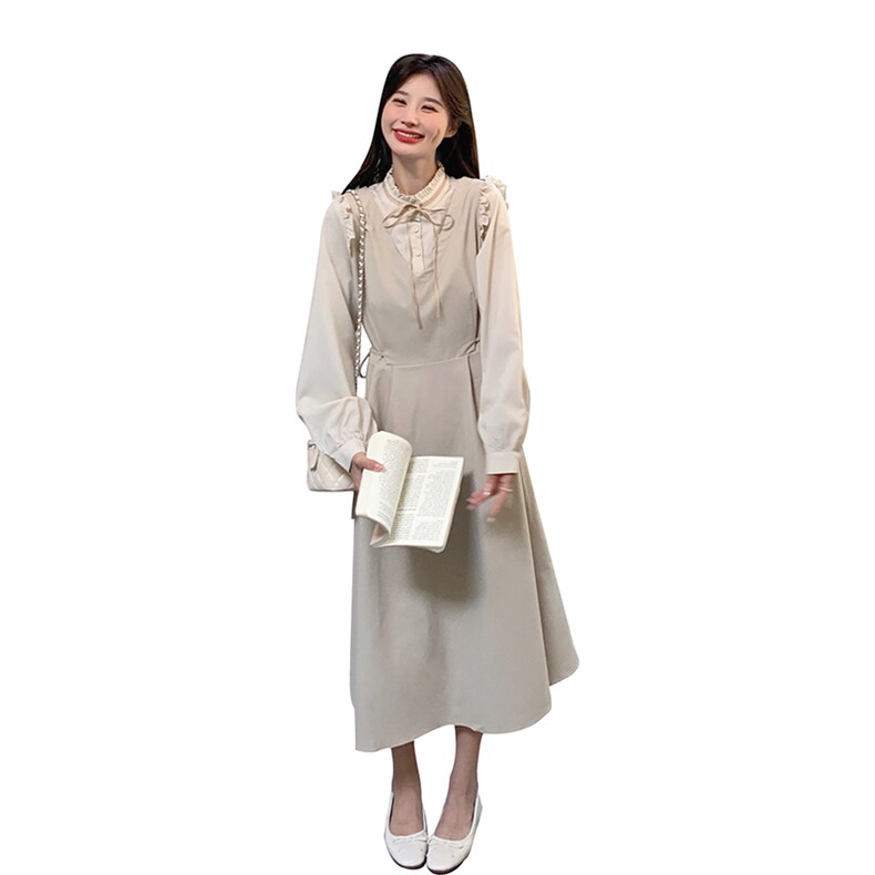 2024春季新款优雅气质长袖连衣裙显瘦修身设计,女装连衣裙,灵力轩