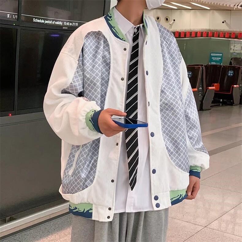 美式潮牌棒球服男秋季情侣宽松运动夹克HY01P65图片