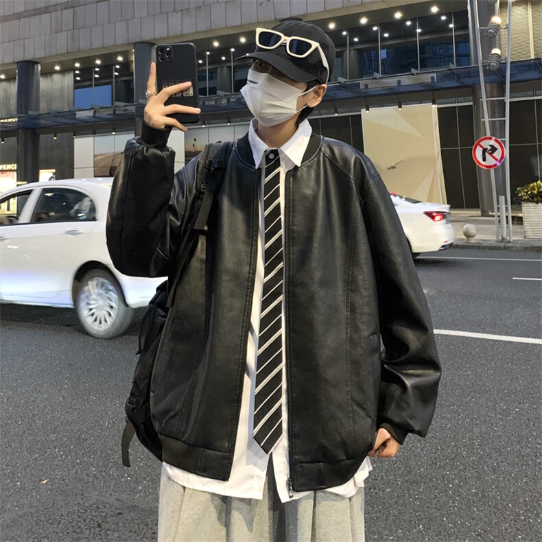 秋季PU皮衣外套男ins潮牌痞帅机车夹克韩版潮流宽松W2097-P60,男装皮衣,星座512-2