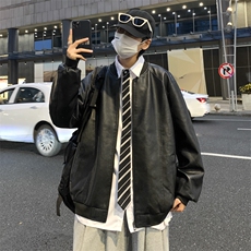 秋季PU皮衣外套男ins潮牌痞帅机车夹克韩版潮流宽松W2097-P60，男装皮衣，星座512-2