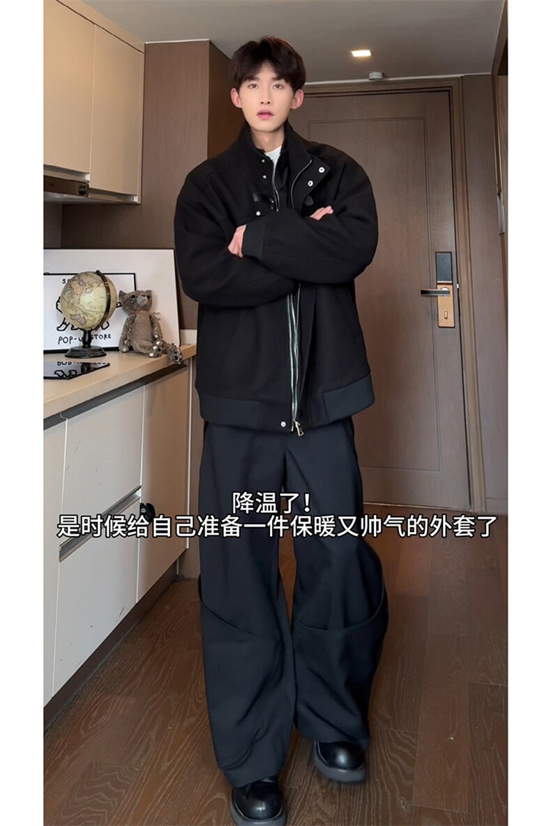 潮牌个性设计舒适感呢料夹克复古风时髦潮搭高街上衣HY677TP105,男装夹克,电商A102B