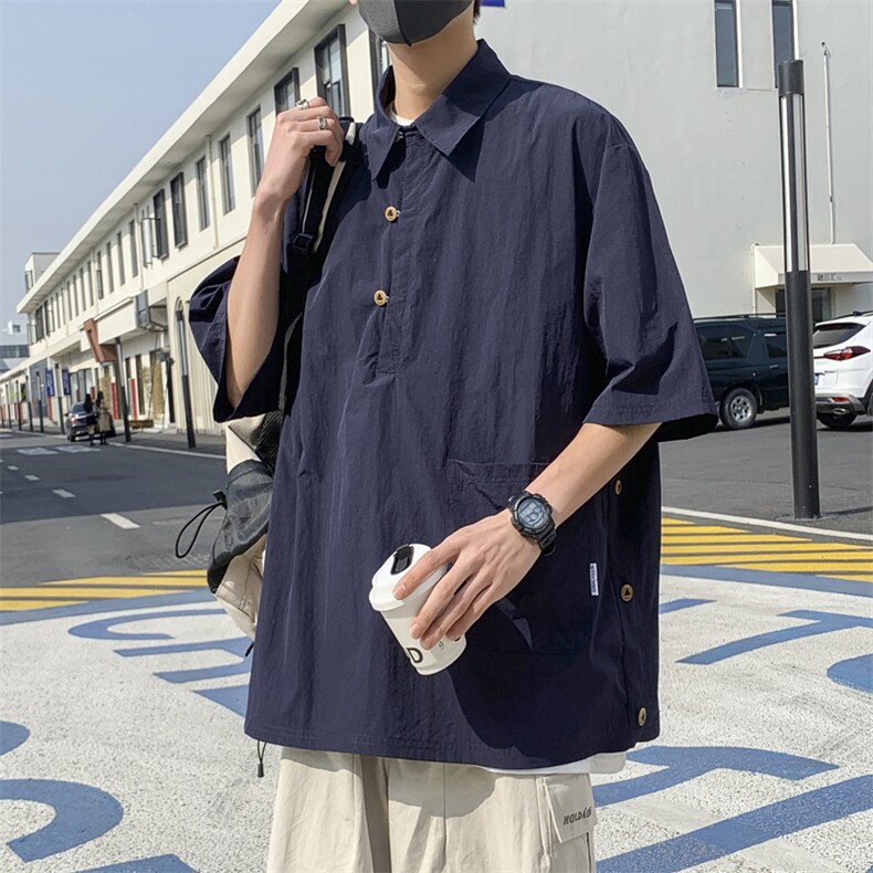 T013-P35夏季宽松型日系poloT恤图片