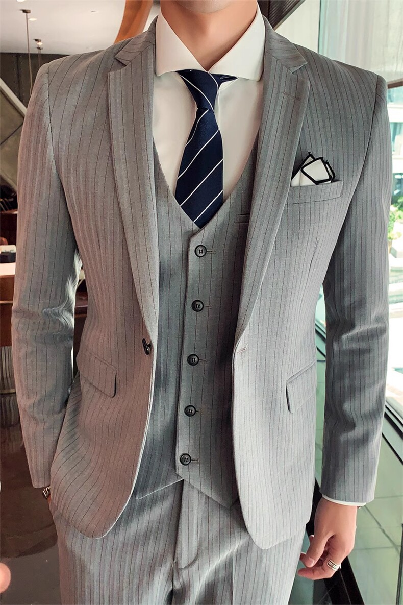 质感条纹男装西服套装三件套礼服1012-W9030-P300,男装西服,星座1012