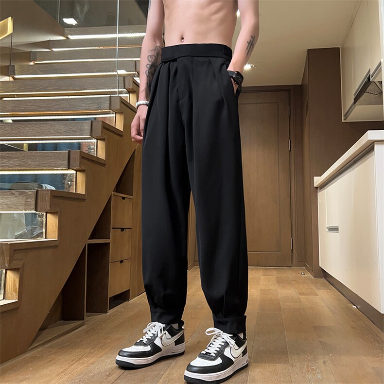 04新中式垂感束脚魔术贴休闲裤简约百搭西裤潮XZ211-1-K2420-P55图片