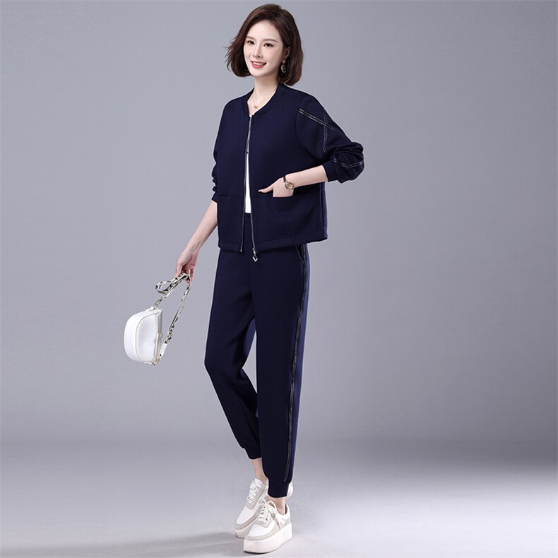 2023年春秋新款妈妈显瘦宽松两件套减龄休闲外套套装女士,女装套装/套裙,千千佰惠