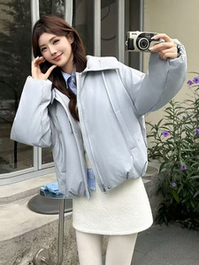 时尚立领短款羽绒服女2025冬新款小个子宽松显瘦保暖白鸭绒外套图片