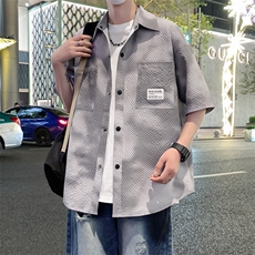 五分袖衬衫夏季新款短袖衬衣宽松休闲韩版外套半袖A436-T15-P45，男装衬衫，电商A436