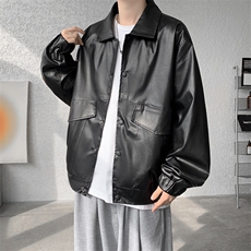 F686P65春秋男生休闲夹克PU机车时尚宽松日系夹克复古，男装夹克，星座512-6