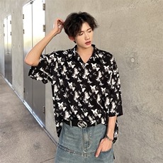 潮男单品蝴蝶印花三色衬衫A071-T19-P38，男装衬衫，电商A071