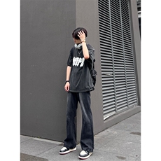 美式hiphop牛仔裤修身直筒微喇叭裤控价68，男装牛仔裤，星座310A-4