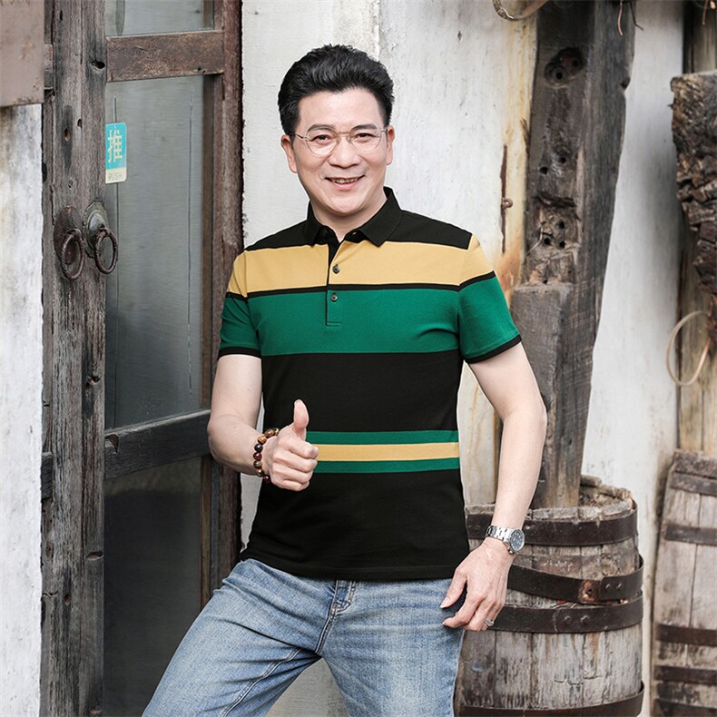 polo衫中年商务休闲男装夏季新款男士短袖T恤半袖翻领宽松上衣服,男装Polo衫,电商B212（原钱塘6029）