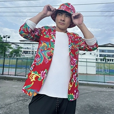 XZ01秋文艺男大码宽松西服东北大花潮牌开衫男女风民族特色，男装西服，星座115A(原星座507）