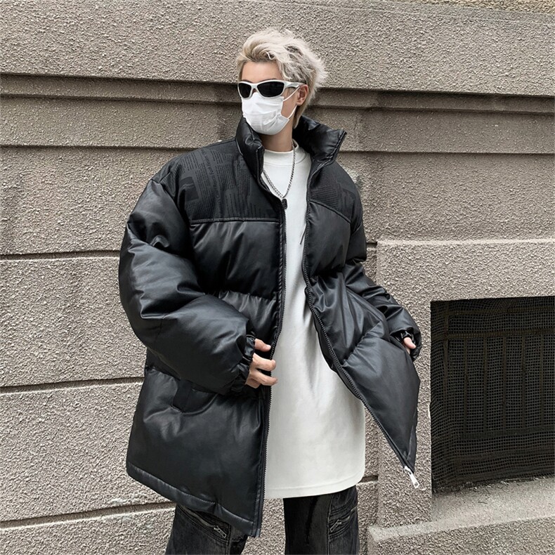 潮牌立领pu皮棉衣男秋冬季美式保暖宽松棉服高街百搭休闲情侣外套,男装棉衣,星座505-2（原电商A260-1)