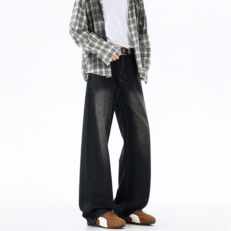 美式潮流高街复古宽松水洗牛仔裤KN01 P50图片