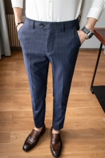 春夏英伦条纹休闲西裤韩版修身长裤发型师长裤子A450-6591，男装休闲裤，星座1904A