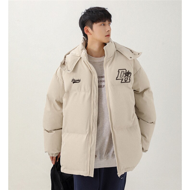 日系白底加厚连帽棉男保暖棉服男新外套女新MY6206P115控158,男装棉衣,电商A268-1