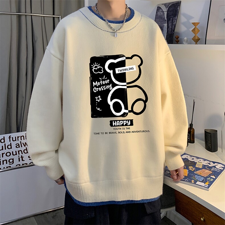 假两件毛衣男大码加绒针织衫男毛线衣M80352-P55 加绒P70图片