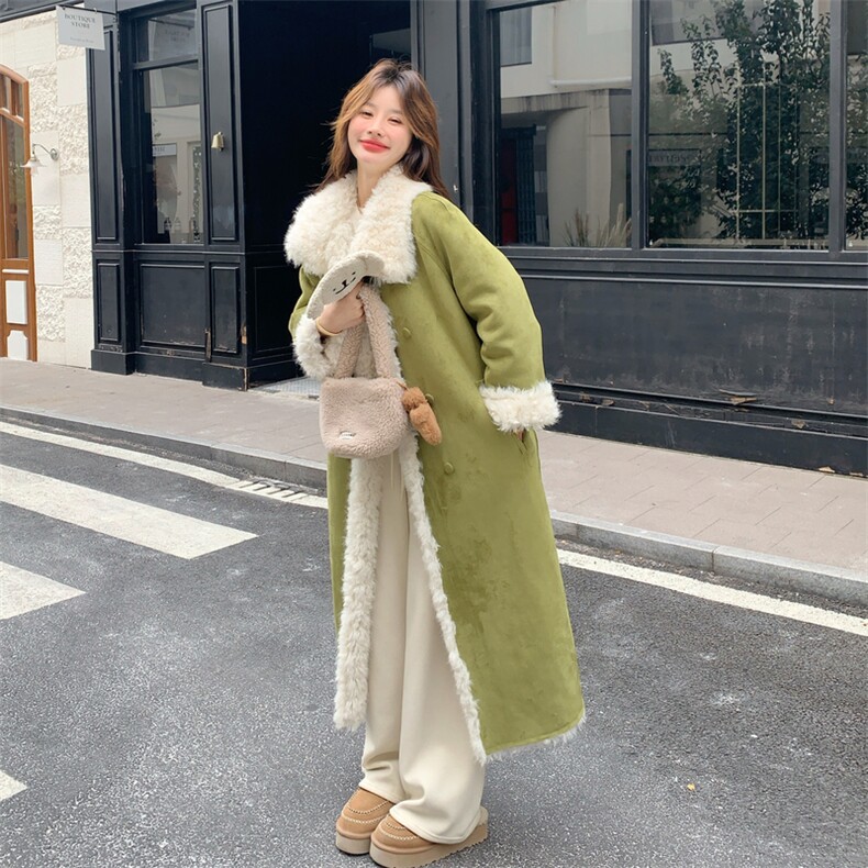 【新款】双面穿果绿色长款毛毛外套2C115-2387-P245-K368,女装棉衣/棉服,2C115