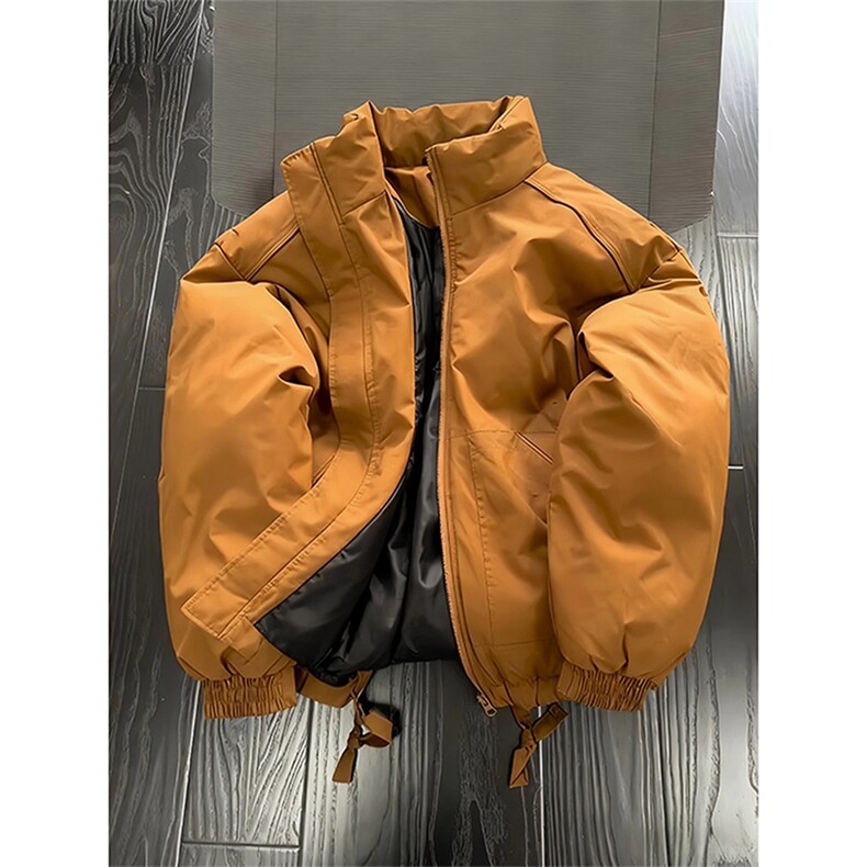 现货冬季美式休闲加厚雪山外套夹克立领纯色三防户外工装棉服,男装夹克,电商A486-1