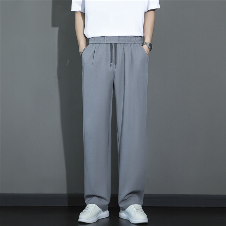 轻熟风系绳纯色西装裤男垂感直筒宽松长裤男小西裤男潮，男装西服套装，星座410-7