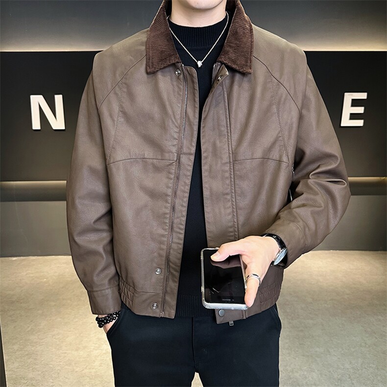 秋季皮夹克宽松偏大男装皮衣2025新款品质外套C317-JK512-P140,男装夹克,电商C317