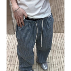 青少年2025夏季复古时髦可收口束脚阔腿格子休闲裤男KA116，男装休闲裤，星座1116A（原606A-3）