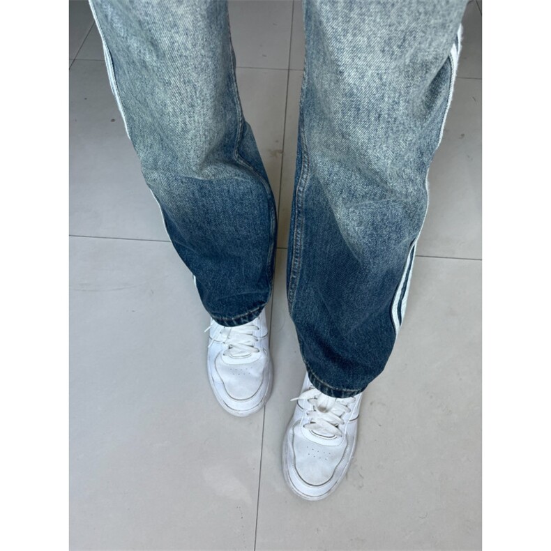 【有货】美式复古三条杠条纹牛仔裤男宽松裤子NZ818LL-特P55,男装牛仔裤,星座1007（原301D）