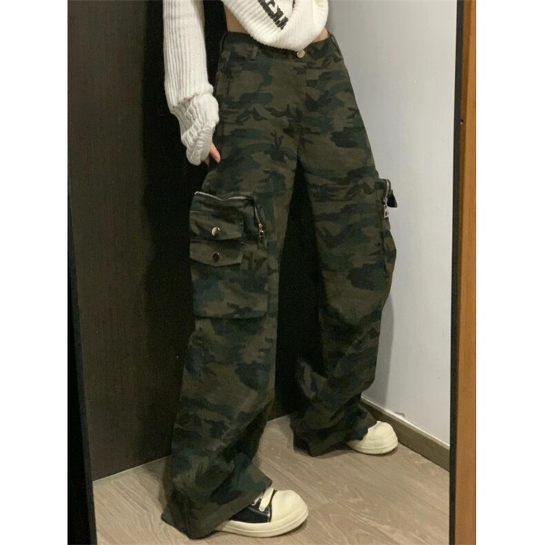 迷彩工装裤子男春夏季美式复古高街抽绳阔腿休闲长裤K066,男装工装外套,星座1116A（原606A-3）