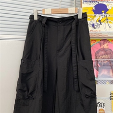 高街痞帅褶皱拼接线条大口袋工装牛仔裤男女宽松直筒长裤U28/P44，男装牛仔裤，星座506