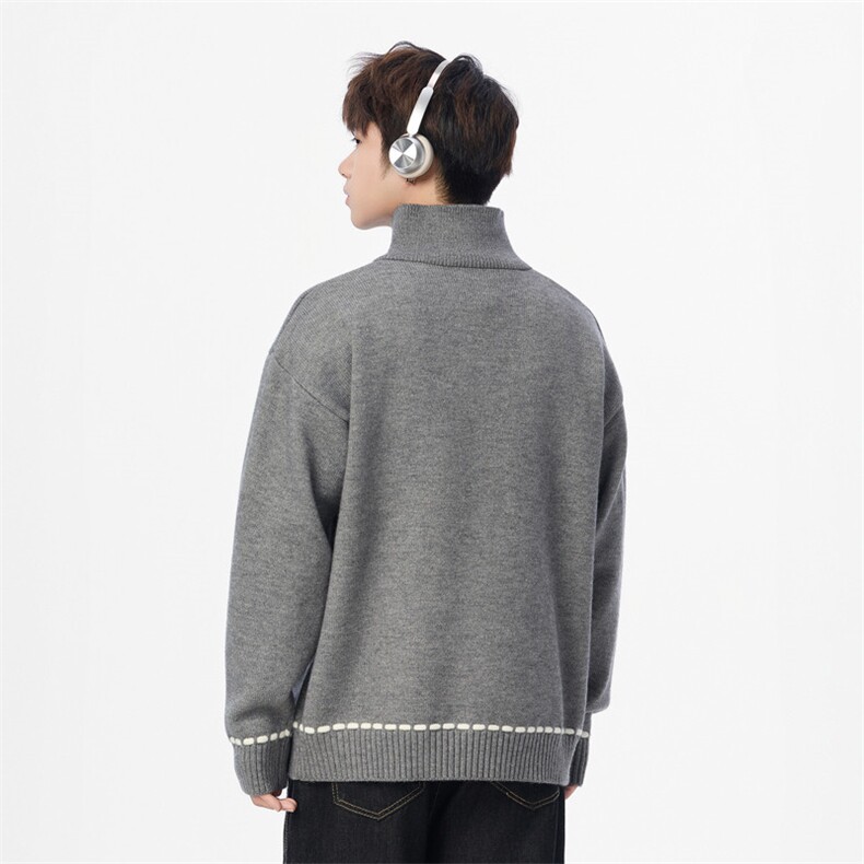 25691-P58秋季时尚高领毛衣外套男士针织衫宽松纯色打底衫,男装T恤,电商D310B