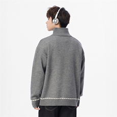 25691-P58秋季时尚高领毛衣外套男士针织衫宽松纯色打底衫，男装T恤，电商D310B