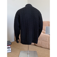 秋冬新款港风日系麻花提花半拉链立领毛衣男XZ608-M453-特P50，男装针织衫/毛衣，星座608(原A046)