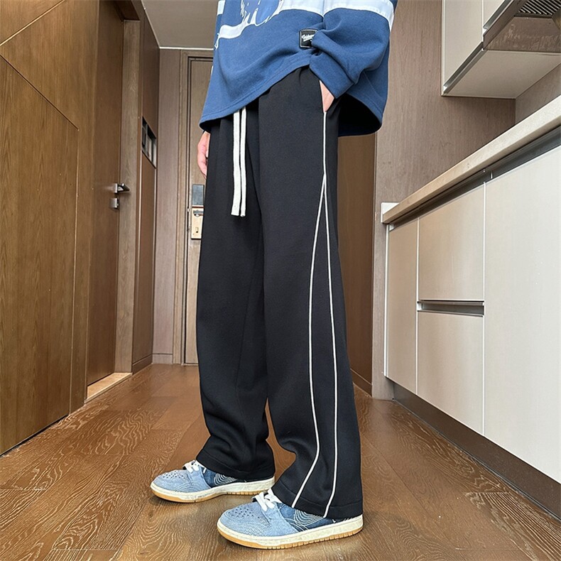 休闲裤男2024春夏季新款阔腿裤斜纹潮流百搭显瘦宽松运动港风裤子,男装休闲裤,星座410-7